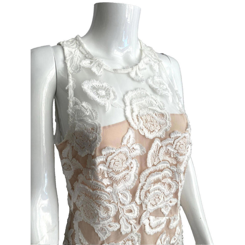 Reiss Meghan Floral Lace Dress White Mesh Nude US-6 Medium M Party - Picture 6 of 9